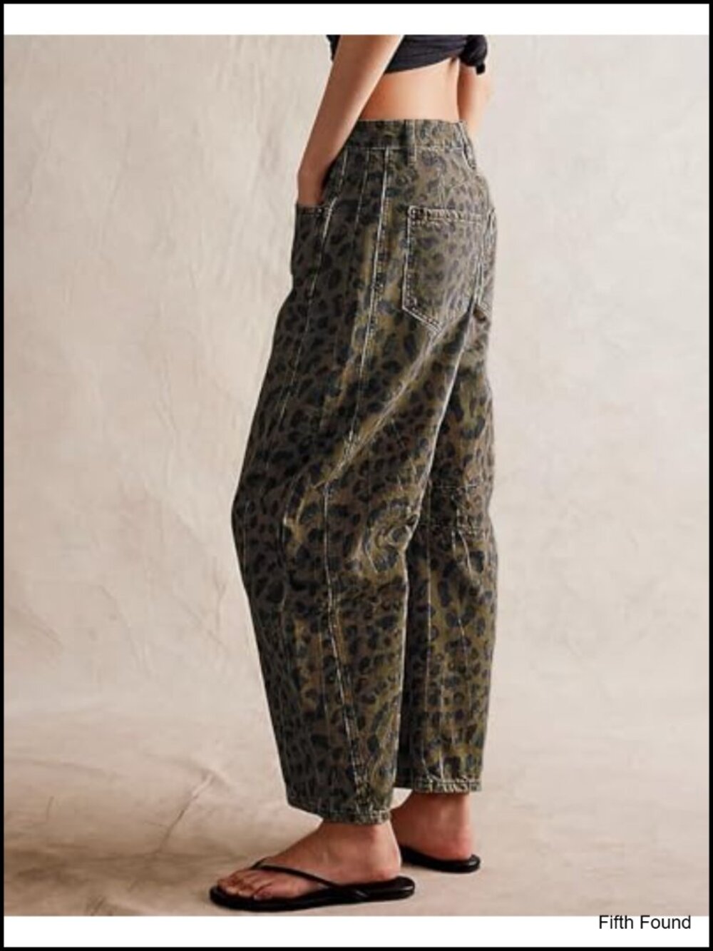 Stretchy Mid Rise Barrel Jeans Loose Wide Leg Cropped Denim Pants Y2k Baggy - Picture 2 of 4